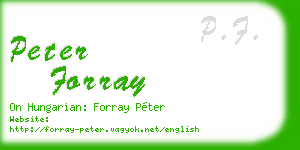 peter forray business card